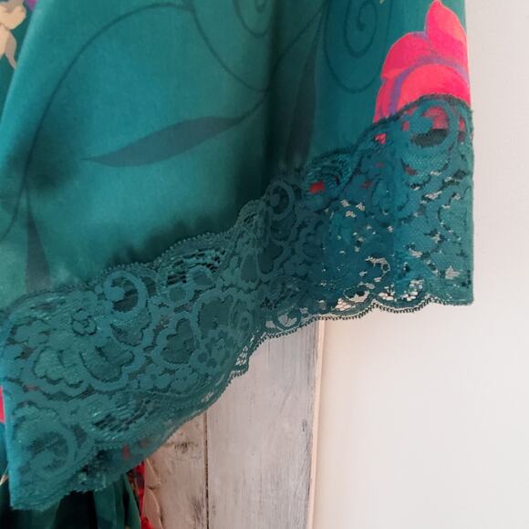 NWOT Vintage SET Solange Satin Emerald Kimono Gown 18/20 Robe Size 22/28~ 2XL. - Picture 9 of 9